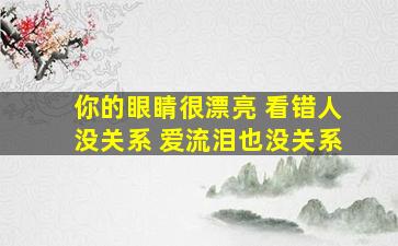 你的眼睛很漂亮 看错人没关系 爱流泪也没关系